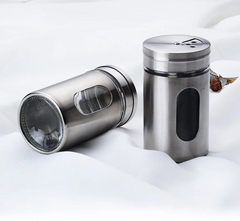 Stainless Steel Glass Spice Jar and Salt Pepper Shaker