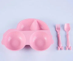 Car-Shaped Kids Bowl with Spoon and Fork Set